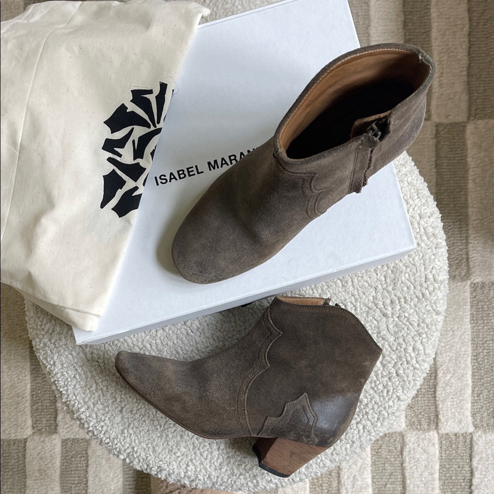 Isabel Marant Dicker Suede Boot, Bronze (Dark Taupe), Sz 36.